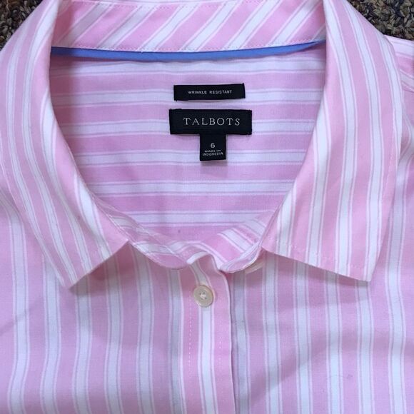 Talbots Pink Striped Button Down Shirt - Picture 3 of 5